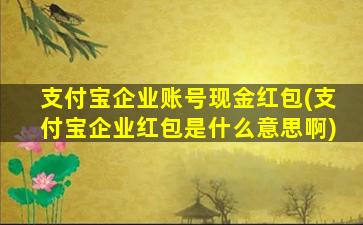 支付宝企业账号现金红包(支付宝企业红包是什么意思啊)