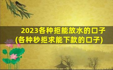 2023各种拒能放水的口子(各种秒拒求能下款的口子)