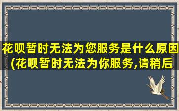 花呗暂时无法为您服务是什么原因(花呗暂时无法为你服务,请稍后再试)