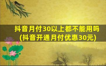 抖音月付30以上都不能用吗(抖音开通月付优惠30元)