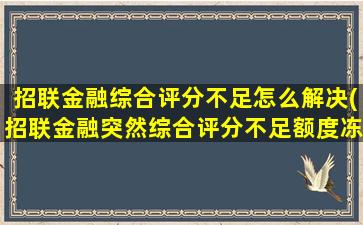 招联金融综合评分不足怎么解决(招联金融突然综合评分不足额度冻结)