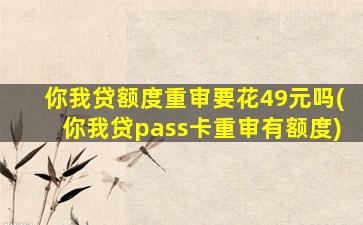 你我贷额度重审要花49元吗(你我贷pass卡重审有额度)