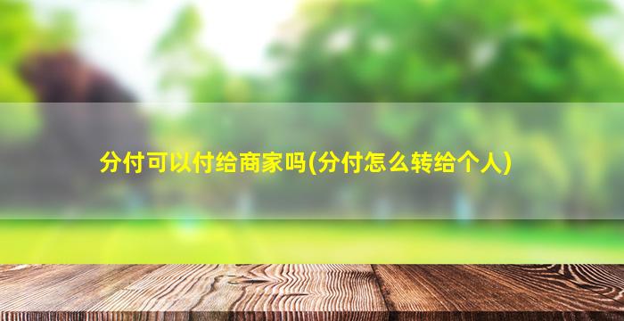 分付可以付给商家吗(分付怎么转给个人)