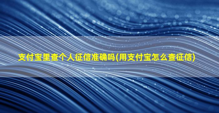 支付宝里查个人征信准确吗(用支付宝怎么查征信)