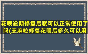 花呗逾期修复后就可以正常使用了吗(芝麻粒修复花呗后多久可以用)