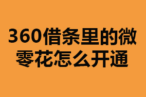 360借条里的微零花怎么开通？下载该平台（完成身份认证）