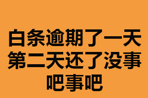 白条逾期了一天第二天还了没事吧？影响不大（尽快还款）