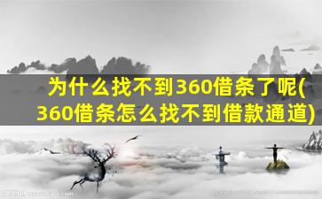 为什么找不到360借条了呢(360借条怎么找不到借款通道)