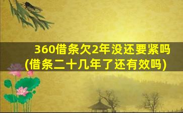 360借条欠2年没还要紧吗(借条二十几年了还有效吗)