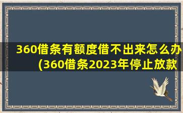 360借条有额度借不出来怎么办(360借条2023年停止放款了吗)