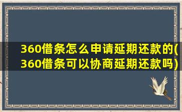 360借条怎么申请延期还款的(360借条可以协商延期还款吗)