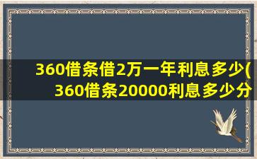 360借条借2万一年利息多少(360借条20000利息多少分24期)