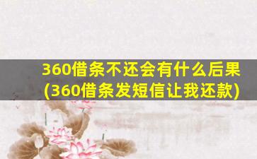 360借条不还会有什么后果(360借条发短信让我还款)