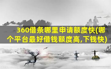 360借条哪里申请额度快(哪个平台最好借钱额度高,下钱快)