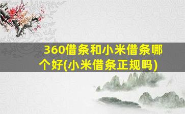 360借条和小米借条哪个好(小米借条正规吗)