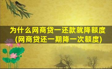 为什么网商贷一还款就降额度(网商贷还一期降一次额度)