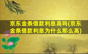 京东金条借款利息高吗(京东金条借款利息为什么那么高)