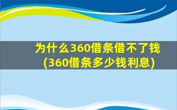 为什么360借条借不了钱(360借条多少钱利息)