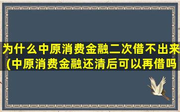 为什么中原消费金融二次借不出来(中原消费金融还清后可以再借吗)