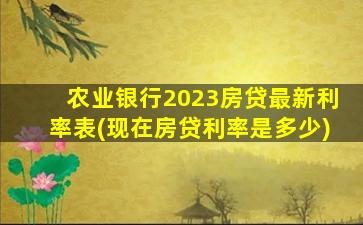 农业银行2023房贷最新利率表(现在房贷利率是多少)