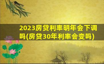 2023房贷利率明年会下调吗(房贷30年利率会变吗)