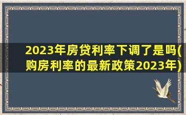 2023年房贷利率下调了是吗(购房利率的最新政策2023年)