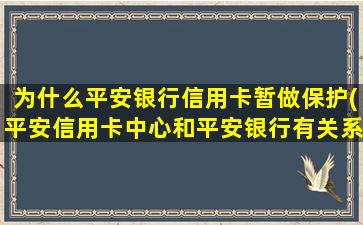 为什么平安银行信用卡暂做保护(平安信用卡中心和平安银行有关系吗)