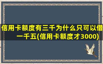 信用卡额度有三千为什么只可以借一千五(信用卡额度才3000)