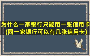 为什么一家银行只能用一张信用卡(同一家银行可以有几张信用卡)