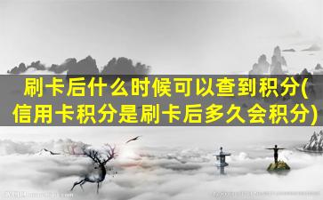 刷卡后什么时候可以查到积分(信用卡积分是刷卡后多久会积分)