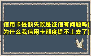 信用卡提额失败是征信有问题吗(为什么我信用卡额度提不上去了)