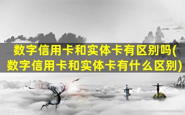 数字信用卡和实体卡有区别吗(数字信用卡和实体卡有什么区别)