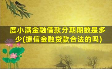 度小满金融借款分期期数是多少(捷信金融贷款合法的吗)