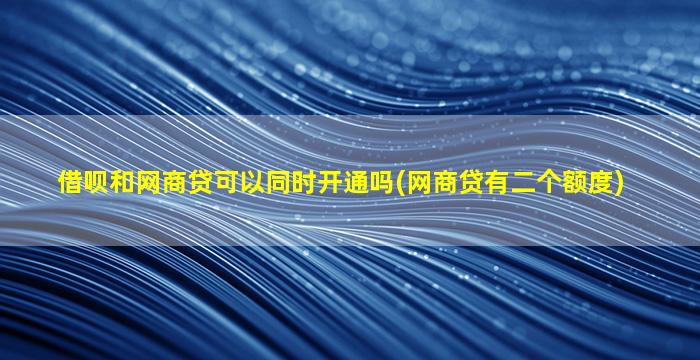 借呗和网商贷可以同时开通吗(网商贷有二个额度)