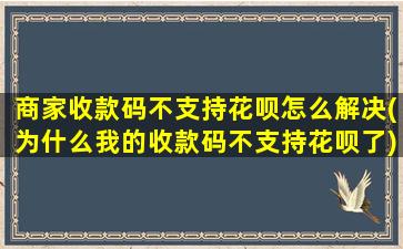 商家收款码不支持花呗怎么解决(为什么我的收款码不支持花呗了)