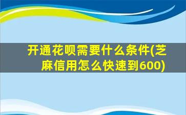 开通花呗需要什么条件(芝麻信用怎么快速到600)