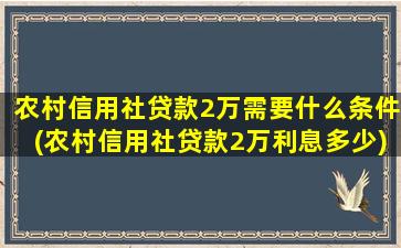 农村信用社贷款2万需要什么条件(农村信用社贷款2万利息多少)