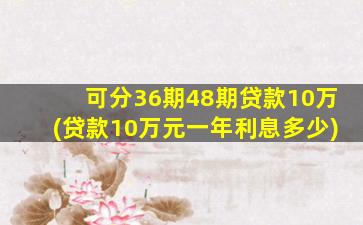 可分36期48期贷款10万(贷款10万元一年利息多少)