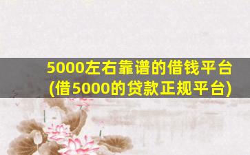 5000左右靠谱的借钱平台(借5000的贷款正规平台)