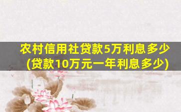 农村信用社贷款5万利息多少(贷款10万元一年利息多少)