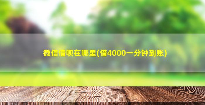 微信借呗在哪里(借4000一分钟到账)