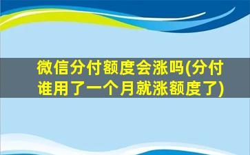 微信分付额度会涨吗(分付谁用了一个月就涨额度了)