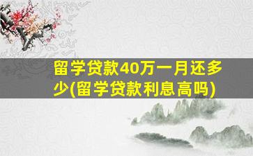 留学贷款40万一月还多少(留学贷款利息高吗)