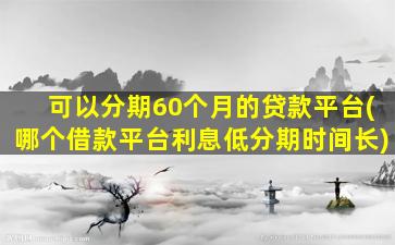 可以分期60个月的贷款平台(哪个借款平台利息低分期时间长)