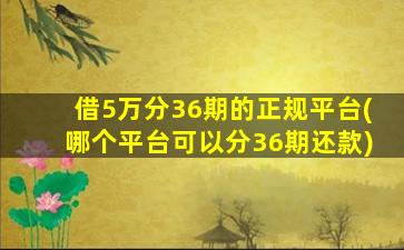 借5万分36期的正规平台(哪个平台可以分36期还款)