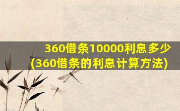 360借条10000利息多少(360借条的利息计算方法)