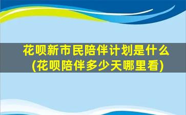 花呗新市民陪伴计划是什么(花呗陪伴多少天哪里看)