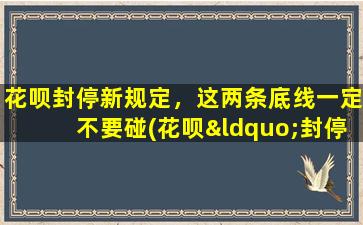 花呗封停新规定，这两条底线一定不要碰(花呗“封停规则”正式公布,已有不少人“中招”,这2点底线别碰)