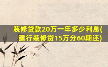 装修贷款20万一年多少利息(建行装修贷15万分60期还)