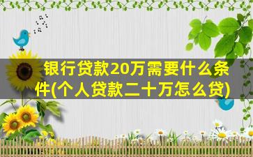 银行贷款20万需要什么条件(个人贷款二十万怎么贷)